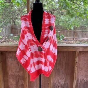 Pure Handknit Women's Orange Tie Dye Knit Wrap One Size